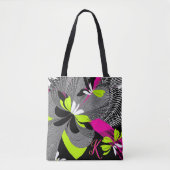 Stijlvol kunstdeco zwart en warm roze ontwerpmonog tote bag (Voorkant)