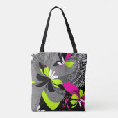 Stijlvol kunstdeco zwart en warm roze ontwerpmonog tote bag (Achterkant)