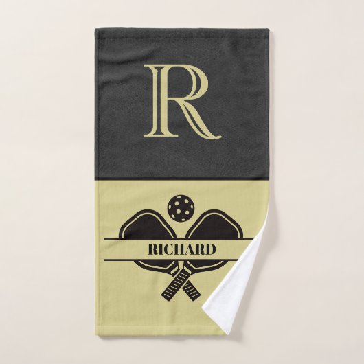 Stijlvol kunstleder monogram naam Pickleball Game Handdoek (Handdoek)
