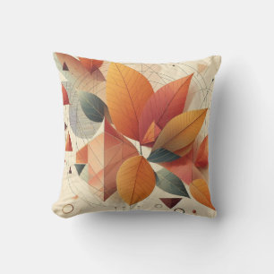 Stijlvol kussen met blad en geometrisch patroon