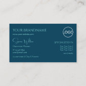 Stijlvol laagje oceaanblauw met monogram en Logo Visitekaartje (Achterkant)