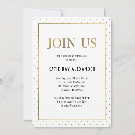 Stijlvol Label Afstuderen Aankondiging Uitnodiging (Achterkant)