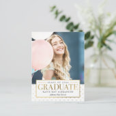 Stijlvol Label Afstuderen Briefkaart bekendmaking (Staand voorkant)