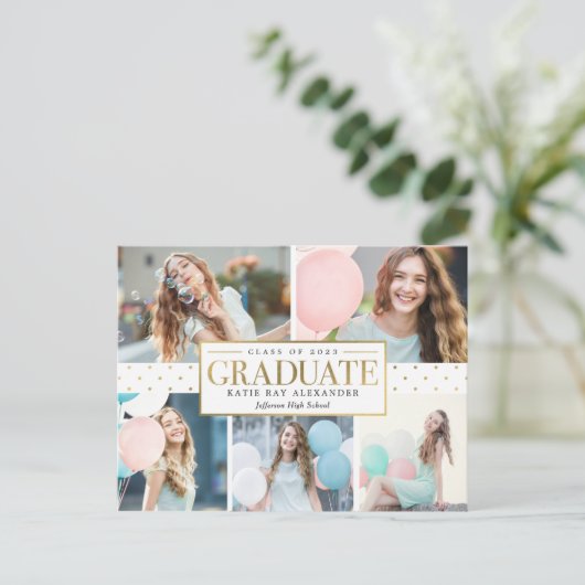 Stijlvol Label Afstuderen Briefkaart bekendmaking (Staand voorkant)