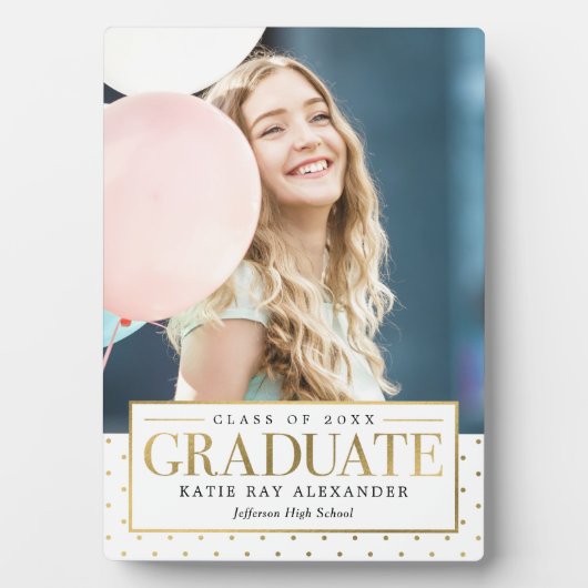 Stijlvol Label Afstuderen Foto Gift Desktop Plaque Fotoplaat (voorkant)