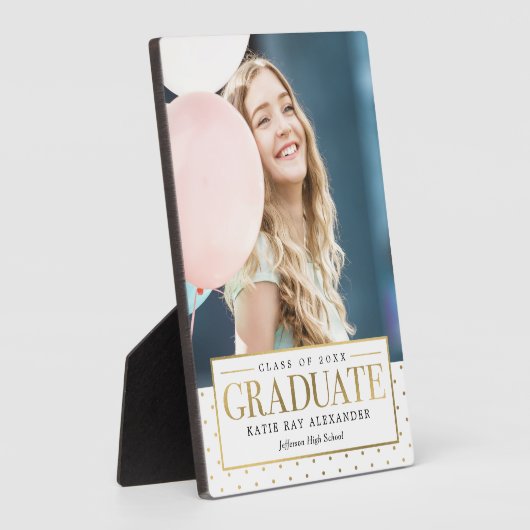 Stijlvol Label Afstuderen Foto Gift Desktop Plaque Fotoplaat (Zijkant)