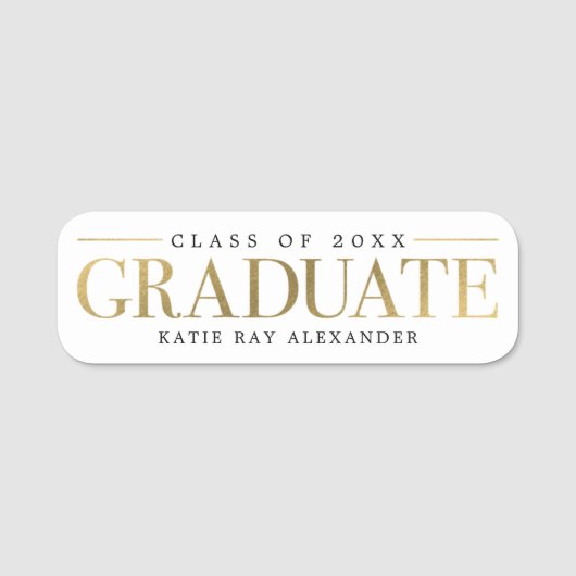 Stijlvol Label Afstuderen Naamplaatje (Voorkant)