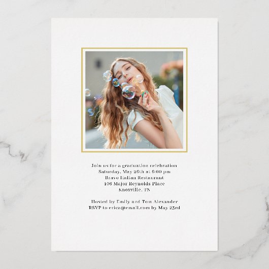 Stijlvol Label Folie Afstuderen Aankondiging uitno (Achterkant)