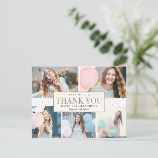 Stijlvol Label Foto Afstuderen Hartelijk dank Briefkaart (Staand voorkant)