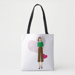 Stijlvol Lady & Heart T-shirt – Moderne vrouwelijk Tote Bag