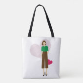 Stijlvol Lady & Heart T-shirt – Moderne vrouwelijk Tote Bag (Achterkant)