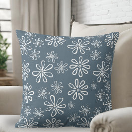 Stijlvol late blauw en witte Floral Kussen