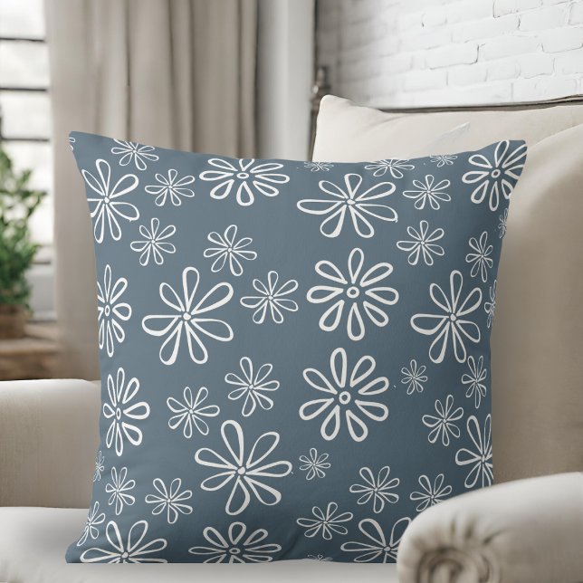 Stijlvol late blauw en witte Floral Kussen (Creator heeft geüpload)