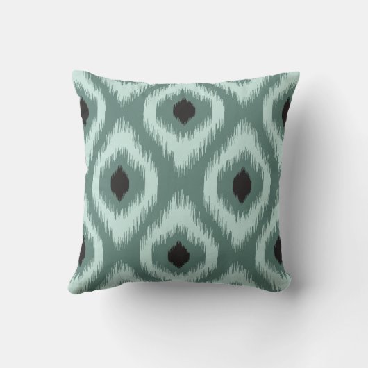 Stijlvol Latijn Mint Black Ivory Diamond Ikat Patr Kussen (Achterkant)