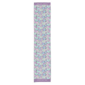 Stijlvol lavendel teal blad patroon korte tafelloper (Voorkant)