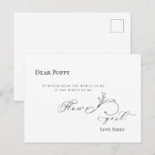 Stijlvol Leaf Black Script Flowergirl Verzoek Briefkaart (Voorkant / Achterkant)