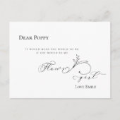 Stijlvol Leaf Black Script Flowergirl Verzoek Briefkaart (Voorkant)