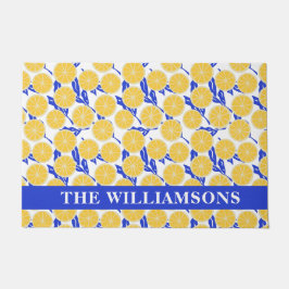 Stijlvol Lemon Pattern Blue Yellow Personal Deurmat