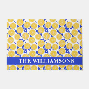 Stijlvol Lemon Pattern Blue Yellow Personal Deurmat