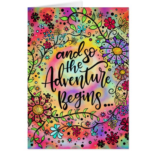 Stijlvol Leuk Bloemen Kleurrijk Avontuur Begint Qu (Voorkant)