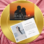 Stijlvol & Leuk Liefde Hart Bruiloft Foto Chic Scr Bedankkaart