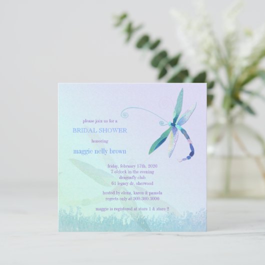 Stijlvol libel blauw Paarse Vrijgezellenfeest Kaart (Staand voorkant)