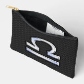 Stijlvol Libra-sterrenbeeld met zwarte slangenhuid Etui (Open)