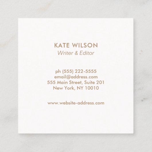 Stijlvol licht grijs handgetekend bloemmotief vierkante visitekaartje (Achterkant)