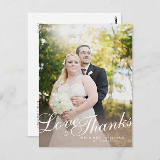 Stijlvol Licht Matig Manuscript Liefde Bedankt Bri Briefkaart (Voorkant / Achterkant)