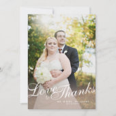 Stijlvol Licht Modern Schrift Love Thanks Plat Kaa Bedankkaart (Voorkant)