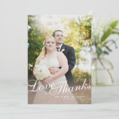 Stijlvol Licht Modern Schrift Love Thanks Plat Kaa Bedankkaart (Staand voorkant)