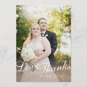 Stijlvol Licht Modern Script Liefde Dank Flat Kaar Bedankkaart