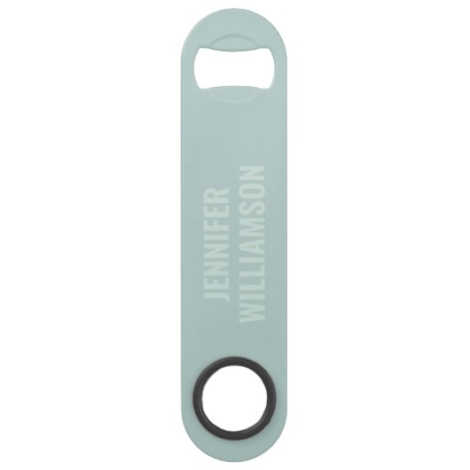 Stijlvol licht staal blauw modern minimal op maat speed flessenopener (Voorkant)