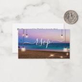 stijlvol licht strandstrandend tropisch rsvp - huw notitiekaartje (Voorkant / Achterkant in situ)