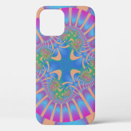 Stijlvol lichtblauw, roze en Oranje fractal Case-Mate iPhone Case