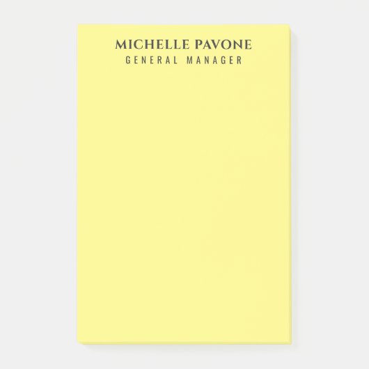 Stijlvol lichtgeel eenvoudig en professioneel post-it® notes (Voorkant)