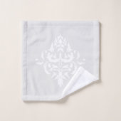 Stijlvol lichtgrijs Elegant Damaskpatroon Gestreep Bad Handdoek (Wasdoekje)
