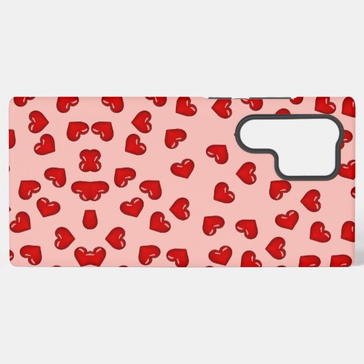 Stijlvol liefhebbers Rood hartpatroon op roze Samsung Galaxy Hoesje (Achterkant horizontaal)