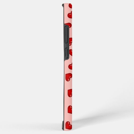 Stijlvol liefhebbers Rood hartpatroon op roze Samsung Galaxy Hoesje (Rechterkant)