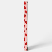 Stijlvol liefhebbers Rood hartpatroon op roze Samsung Galaxy Hoesje (Linkerkant)