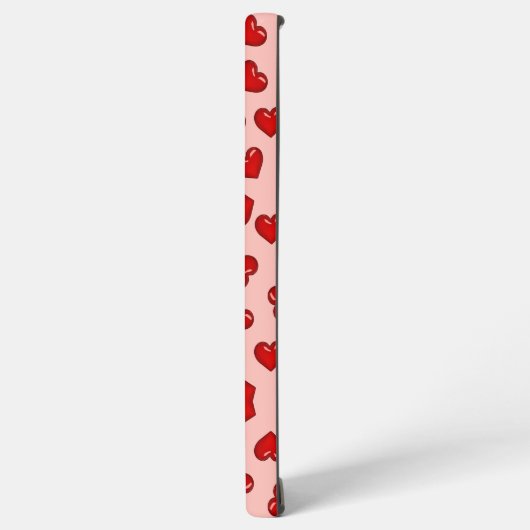 Stijlvol liefhebbers Rood hartpatroon op roze Samsung Galaxy Hoesje (Linkerkant)