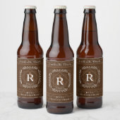 Stijlvol Lijst bruin monogram Bier Etiket (Flessen)