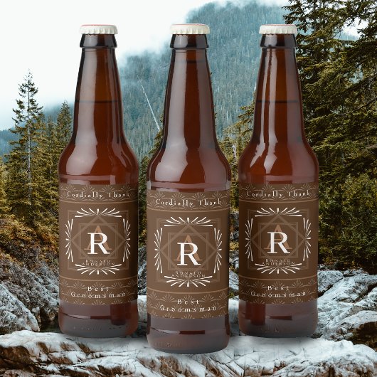 Stijlvol Lijst bruin monogram Bier Etiket