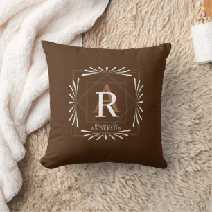 Stijlvol Lijst bruin monogram Kussen