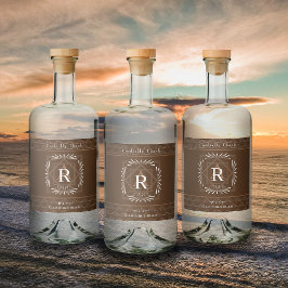 Stijlvol Lijst bruin monogram Likeurfles Etiket