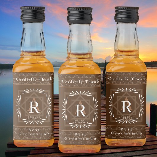 Stijlvol Lijst bruin monogram Likeurfles Etiket