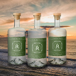 Stijlvol Lijst Groen Monogram Likeurfles Etiket