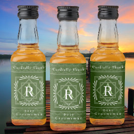 Stijlvol Lijst Groen Monogram Likeurfles Etiket