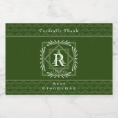 Stijlvol Lijst Groen Monogram Likeurfles Etiket (Enkel label)