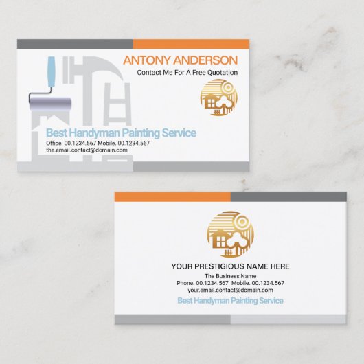 Stijlvol Lijst handyman Rollerverf penseel Visitekaartje (Voorkant / Achterkant)